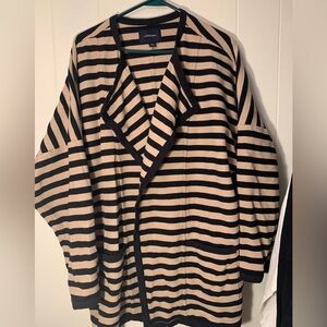 Lands' End Women's Black and Cream Striped Blazer cardigan